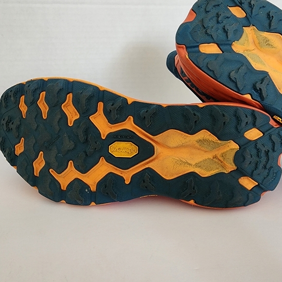 HOKA Speedgoat 5 Women’s Size 8.5B Blue Orange Trail Running Shoes Vibram EUC - Picture 9 of 13
